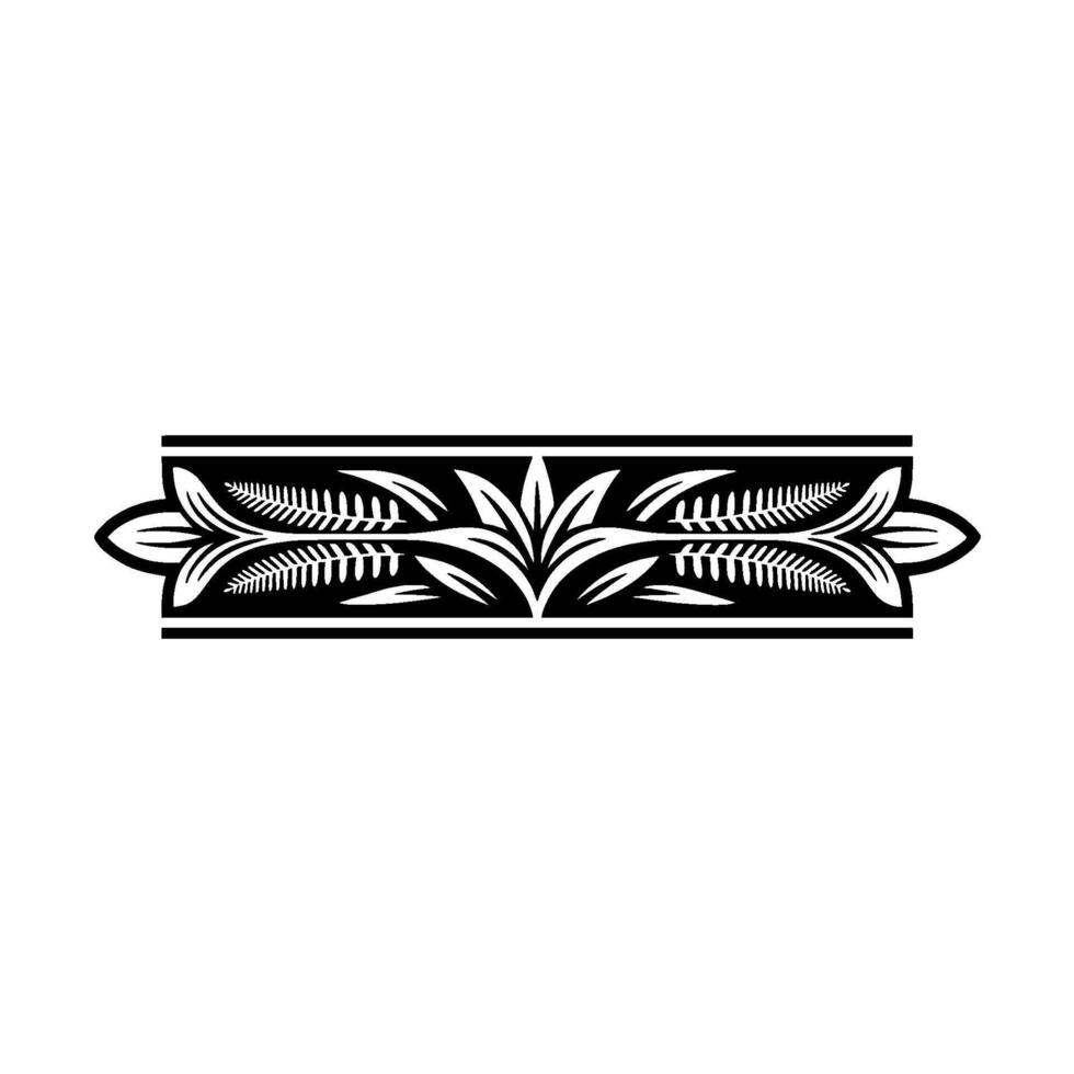 Elegant Floral Border in Black and White, Decorative Element - Classic vector
