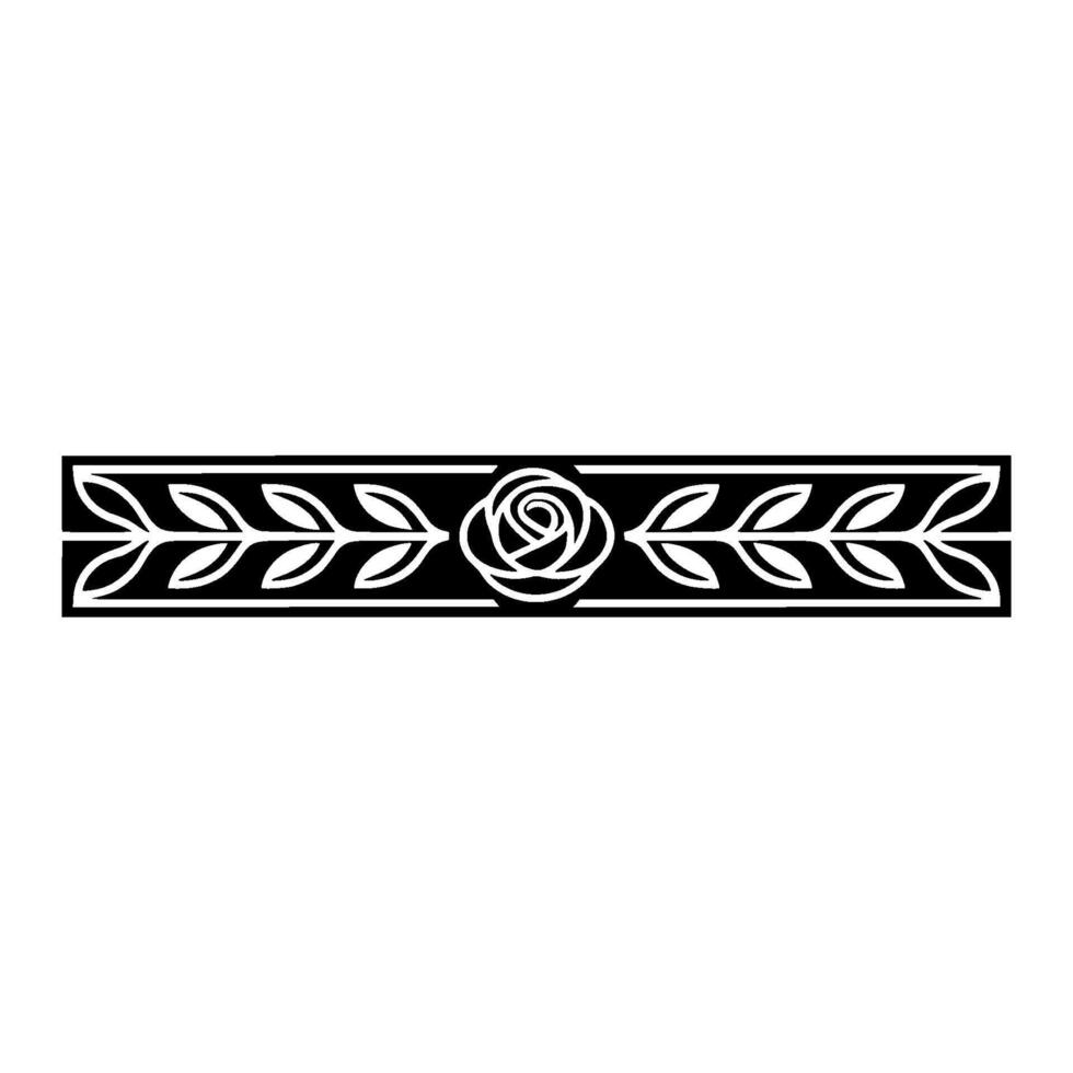 Elegant Rose and Leaf Border in Black and White - Floral vector