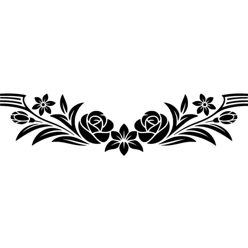 Elegant Black Floral Border Element, Illustration vector