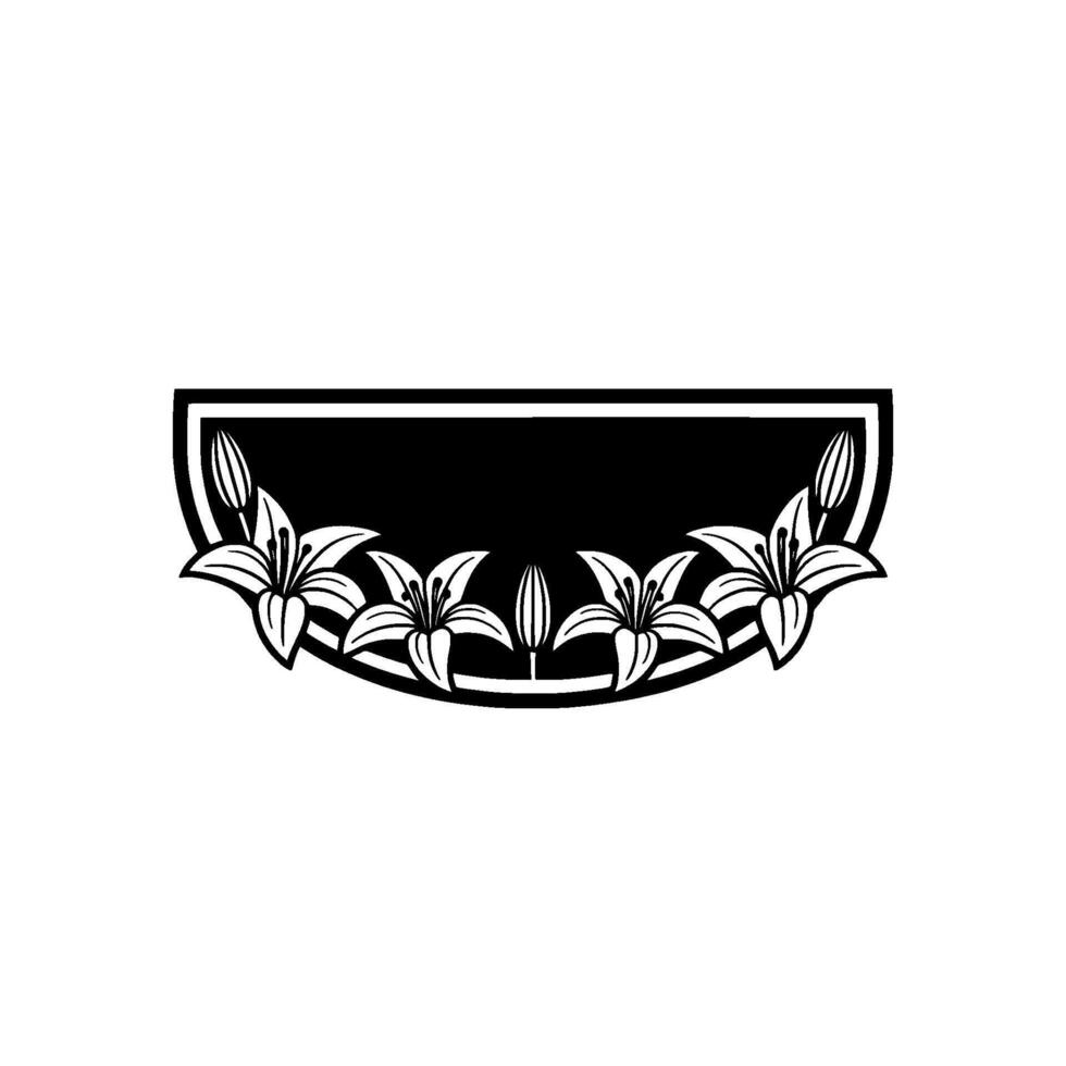 Elegant Floral Crest, Black White, Vintage, Blank Space vector