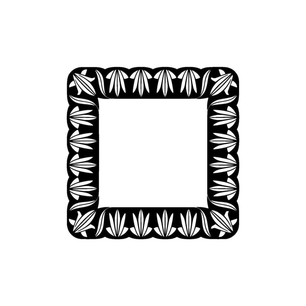 Elegant Black White Floral Frame Minimalist Element vector
