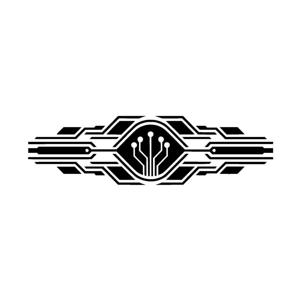 Abstract Circuit Board Eye, Tech, Minimalist Black White vector