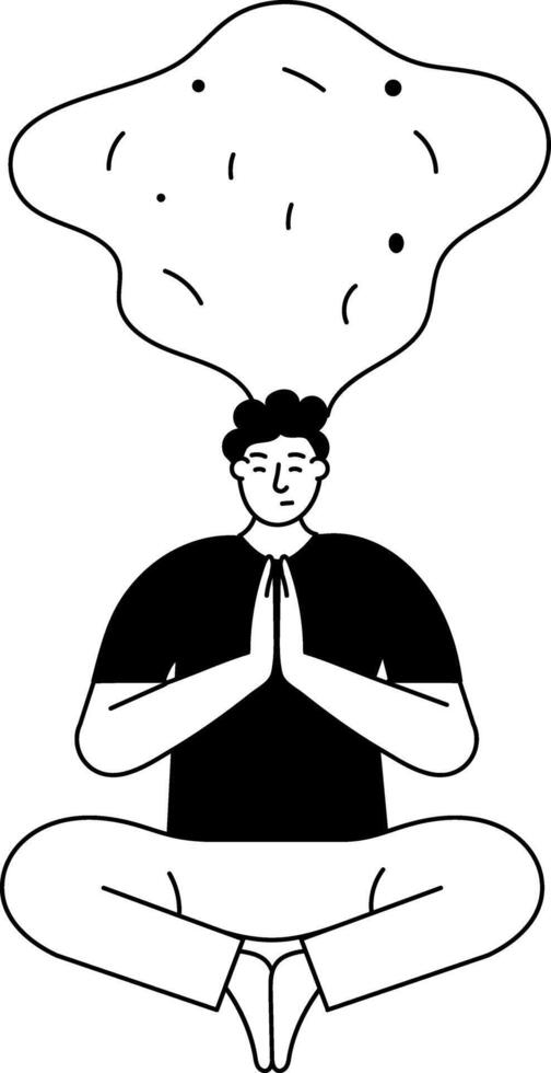 A glyph style illustration showing mindfulness vector