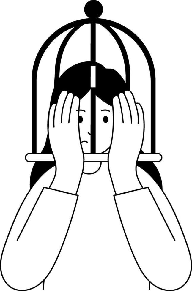 A glyph style illustration showing thought cage vector