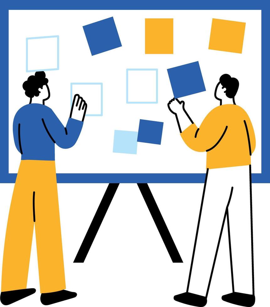 A flat style illustration showing vision board filled with images vector