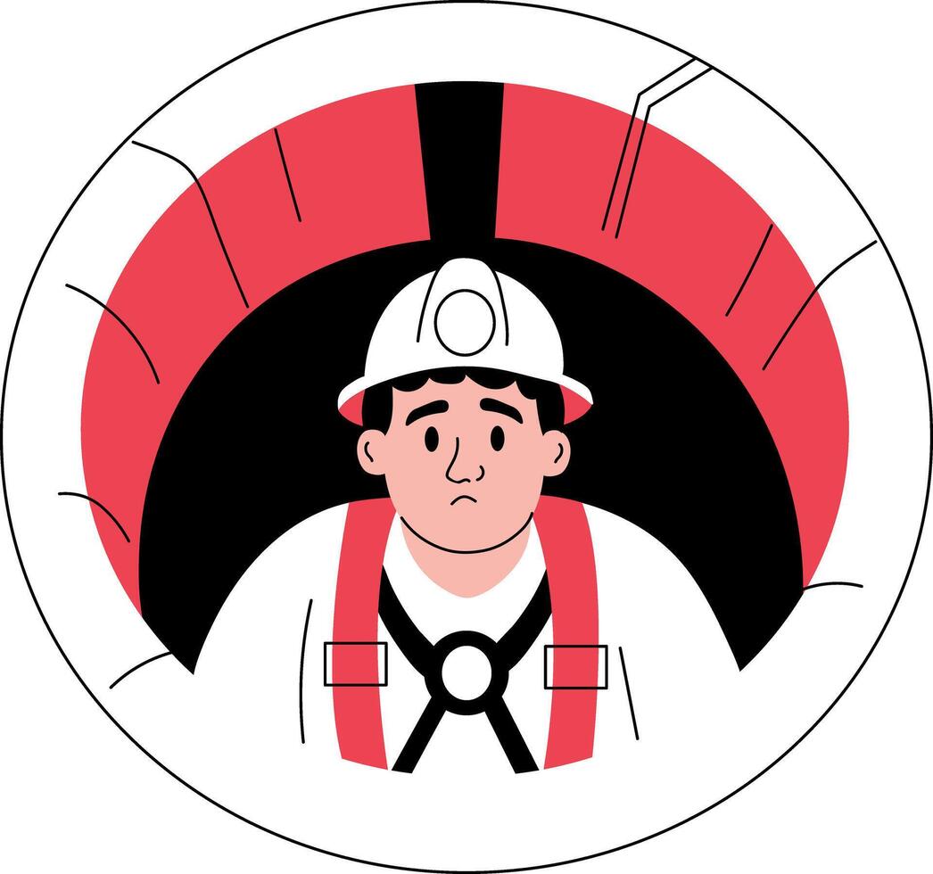 A hand drawn illustration showing a person stuck in a dangerous hole vector