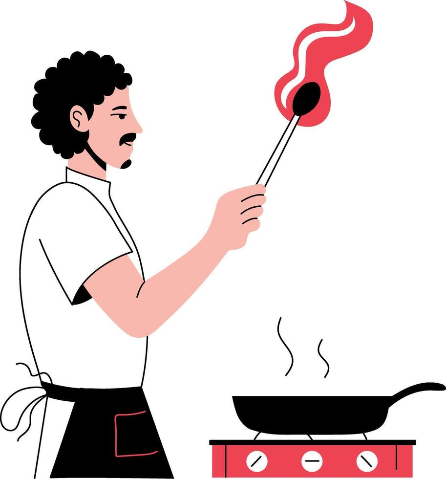 A hand drawn illustration showing a lighting stove vector
