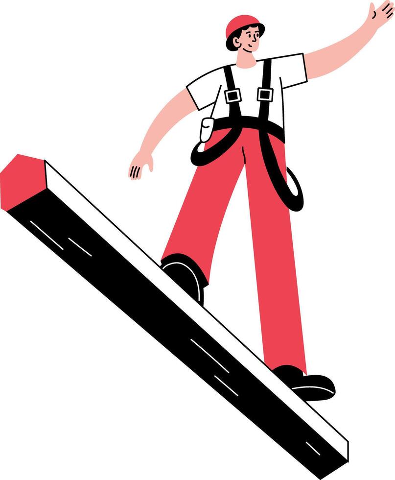 A hand drawn illustration showing a construction worker vector