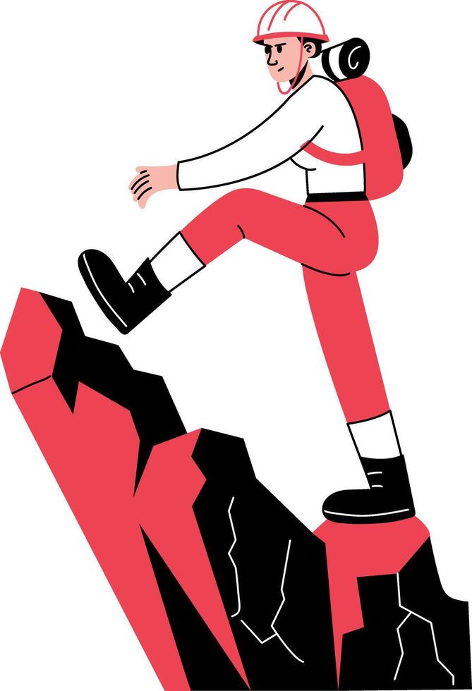 A hand drawn illustration showing a person doing hiking vector