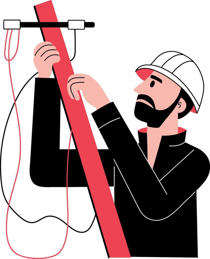 A hand drawn illustration showing an electrician vector