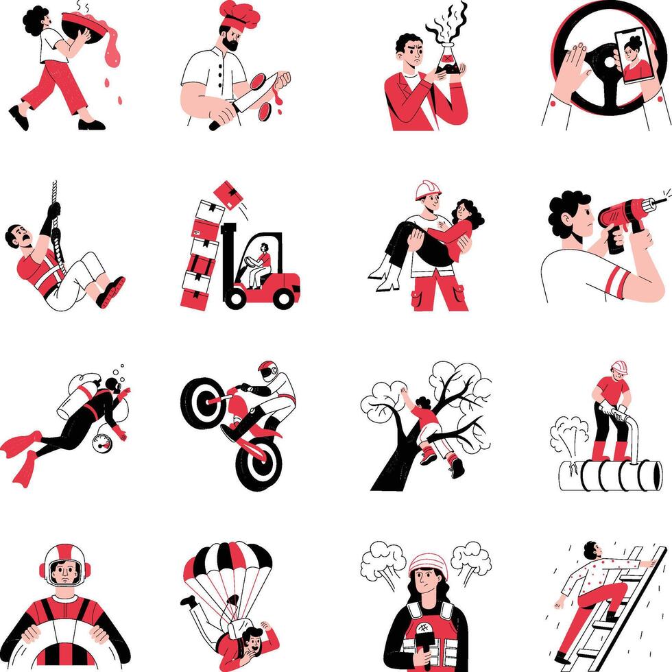 Collection of Danger Hand Drawn Illustrations vector