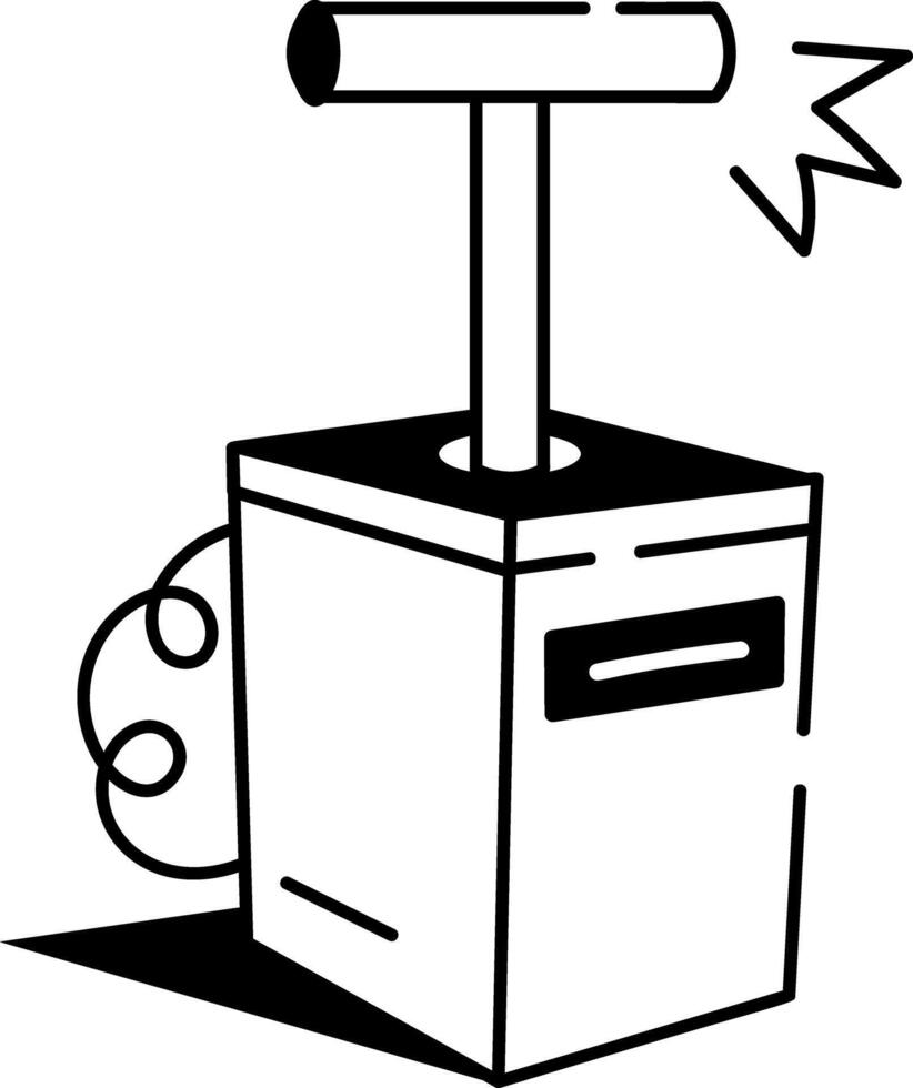 A doodle style icon of blasting detonator switch vector