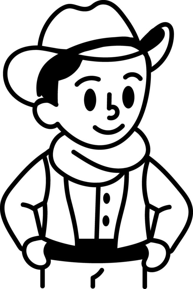 A hand drawn style icon of cowboy vector