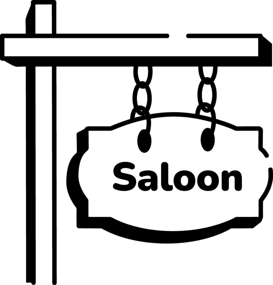 A drawing style icon of wooden hanging board vector