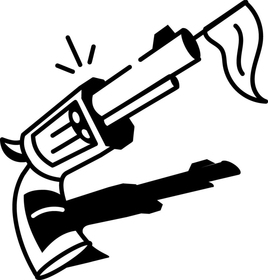 A doodle style icon showing a revolver gun vector