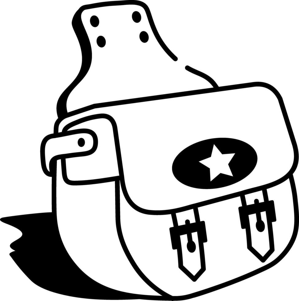 A sketchy style icon denoting cowboy bag vector