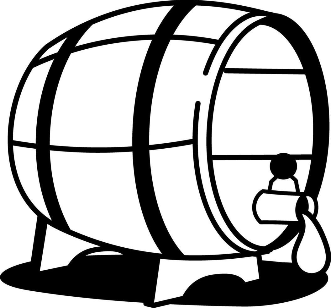A doodle style icon showing a wooden wine barrel vector