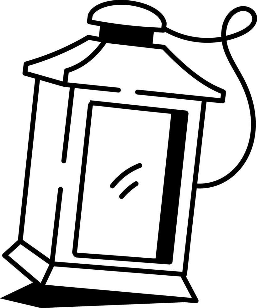 A hand drawn icon showing an old oil lamp vector