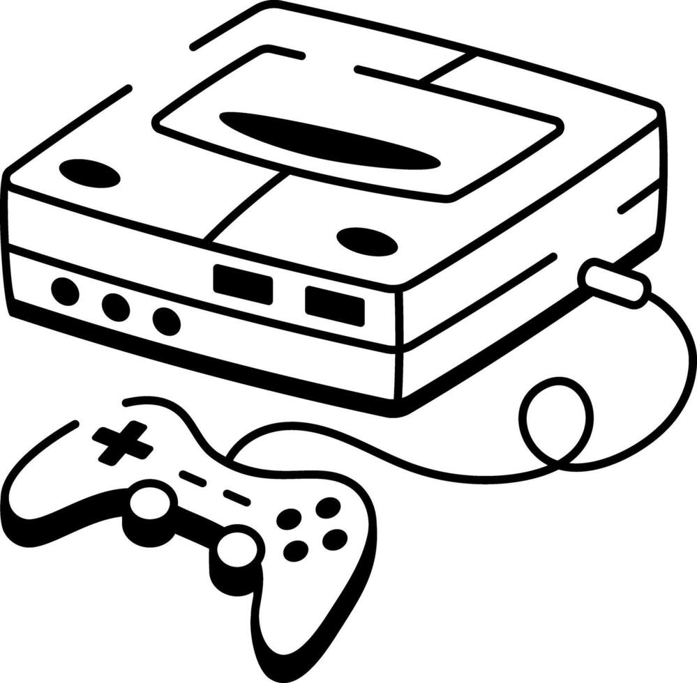 A hand drawn style icon showing game console vector