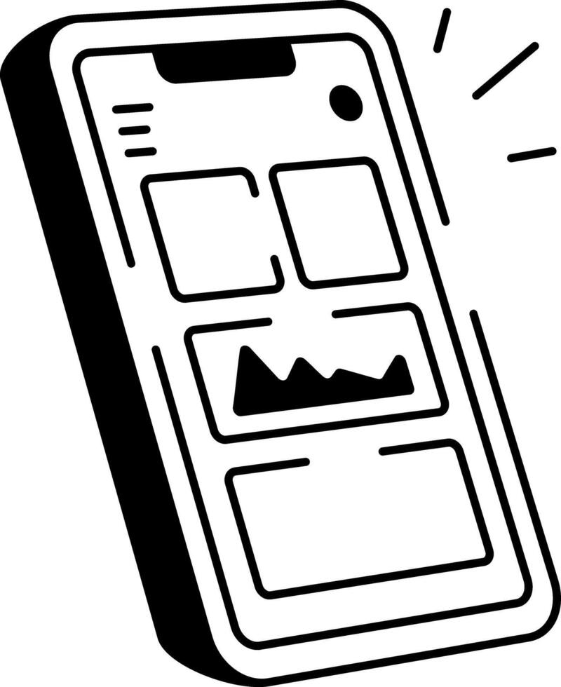 A sketchy style icon showing smartphone vector