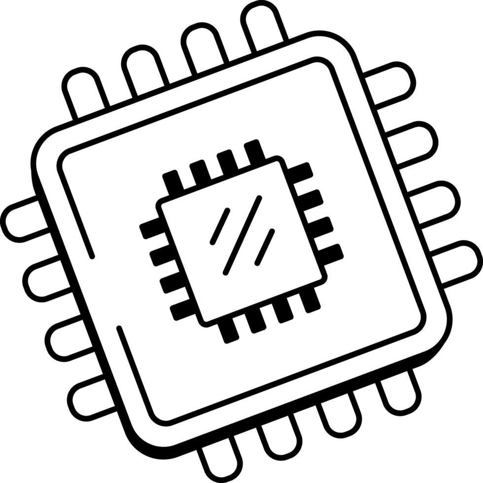 A drawing style icon showing neural chip vector