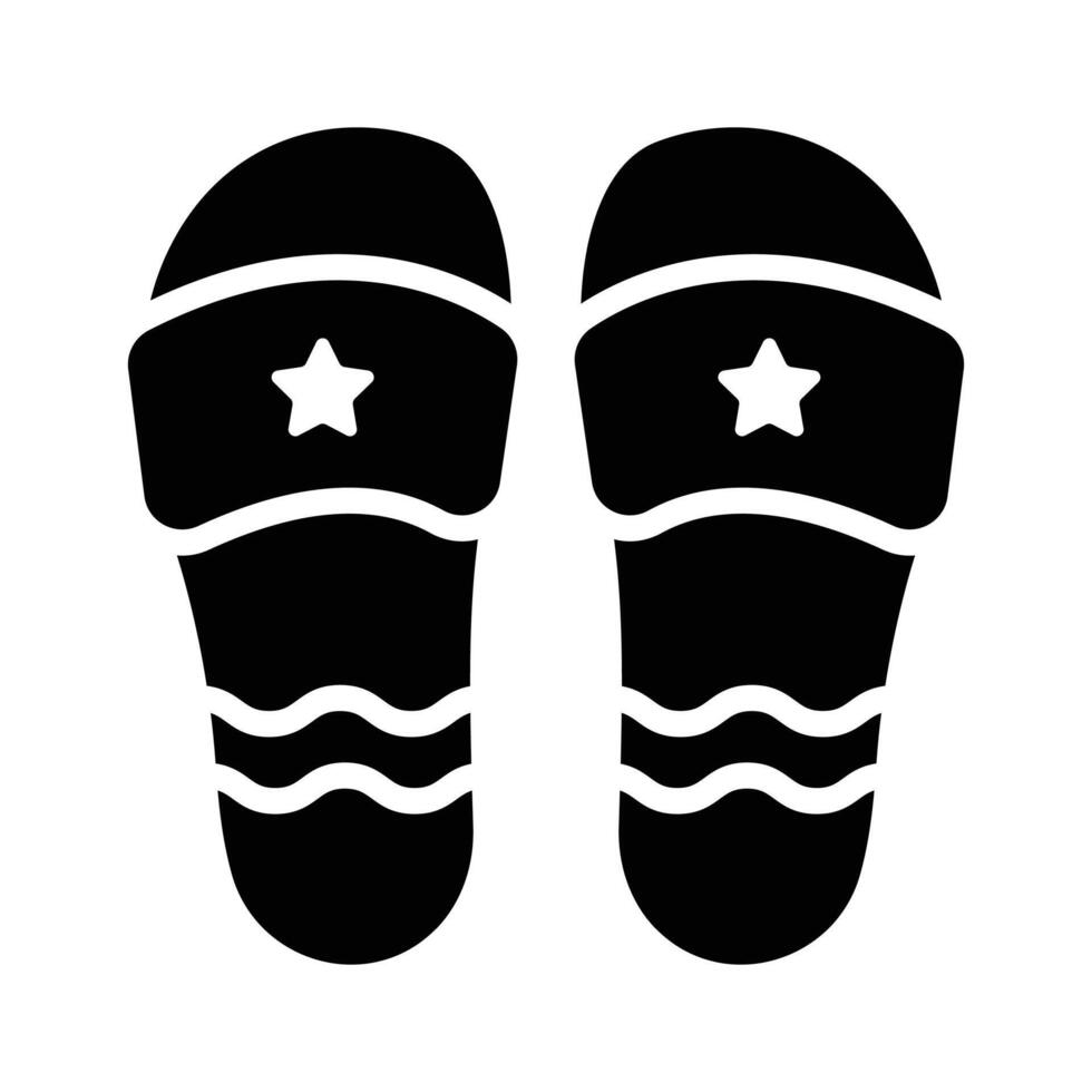 An editable glyph icon showing summer slippers, vector