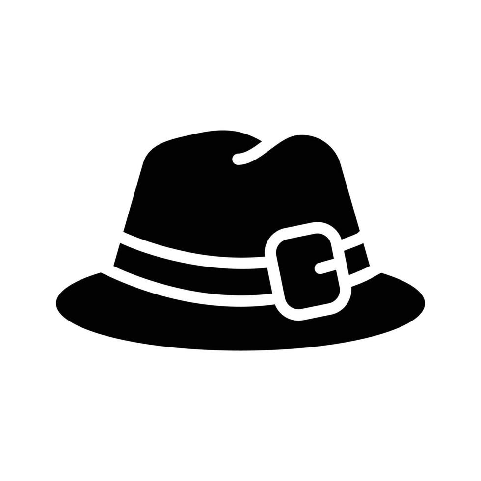 A handy glyph icon showing fedora hat, vector