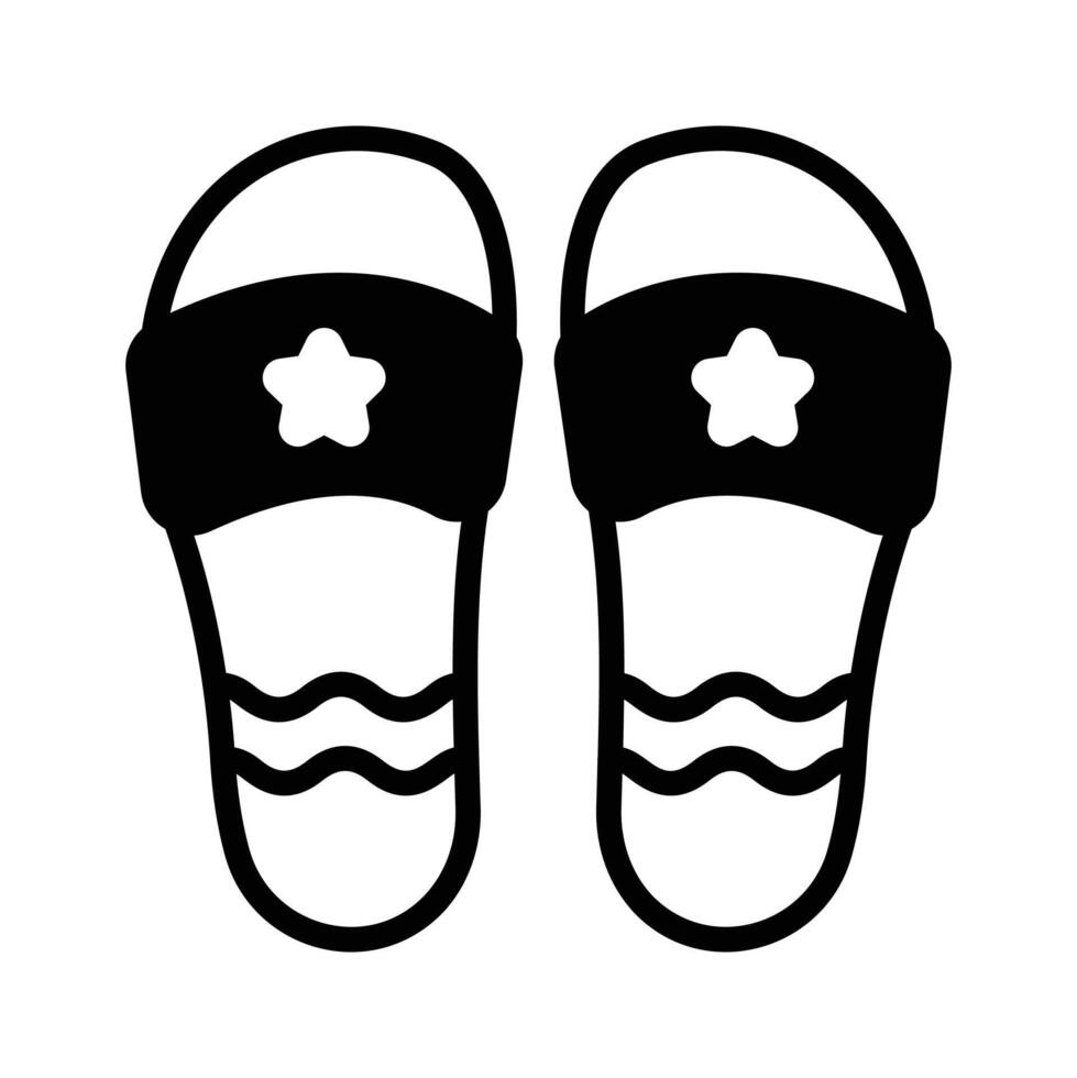 An editable glyph icon showing summer slippers. vector