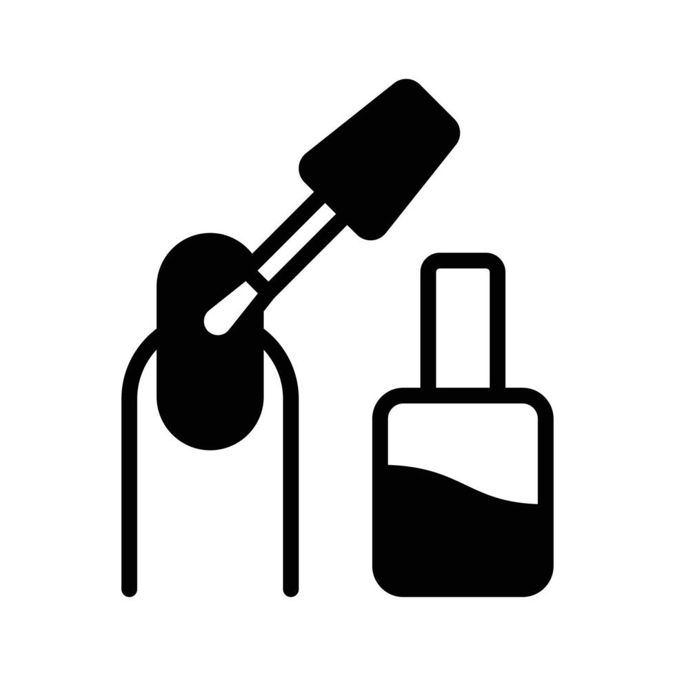Nail polish applying brush, icon in glyph style. vector