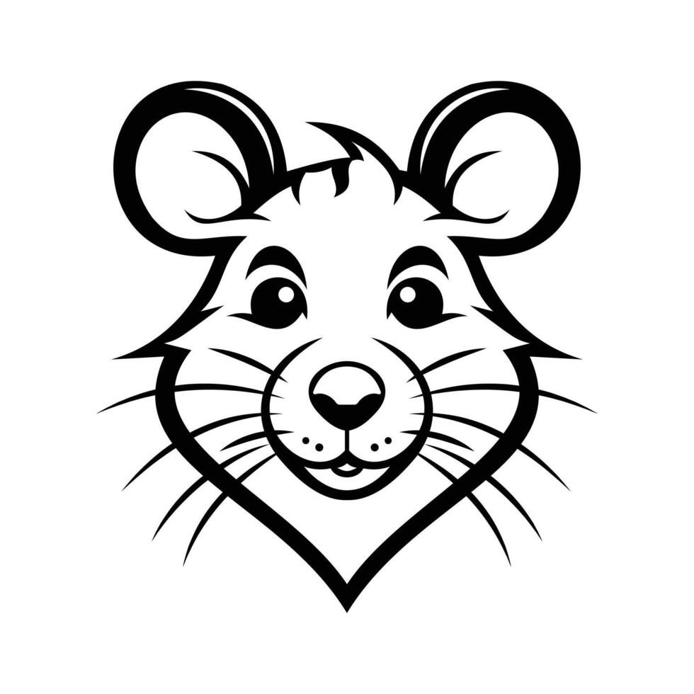 A cute glyph icon of mouse mascot head vector