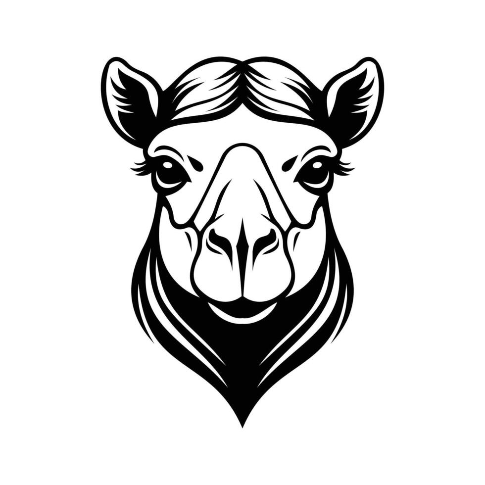 A smiling glyph icon of camel mascot face vector
