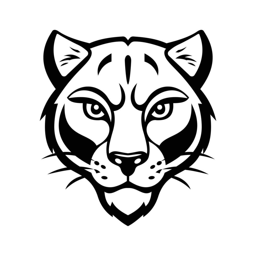 A roaring glyph icon of tiger head mascot vector