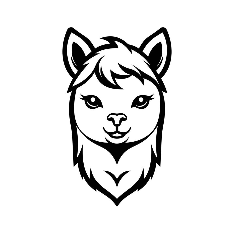 A woolly glyph icon of alpaca mascot head vector