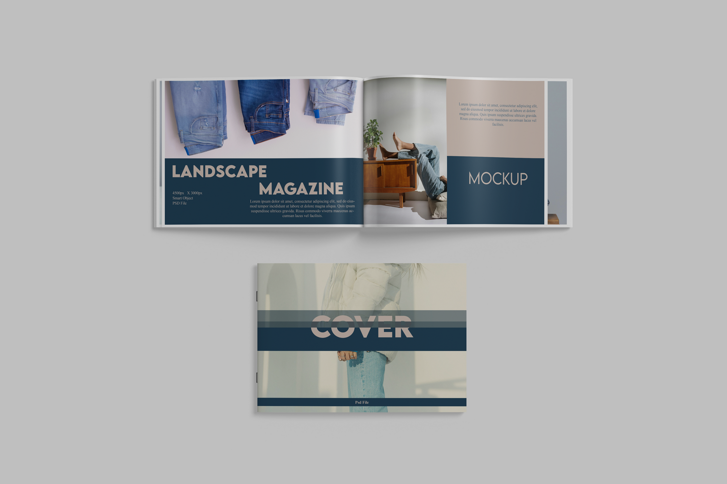 open and closed magazine mockup psd