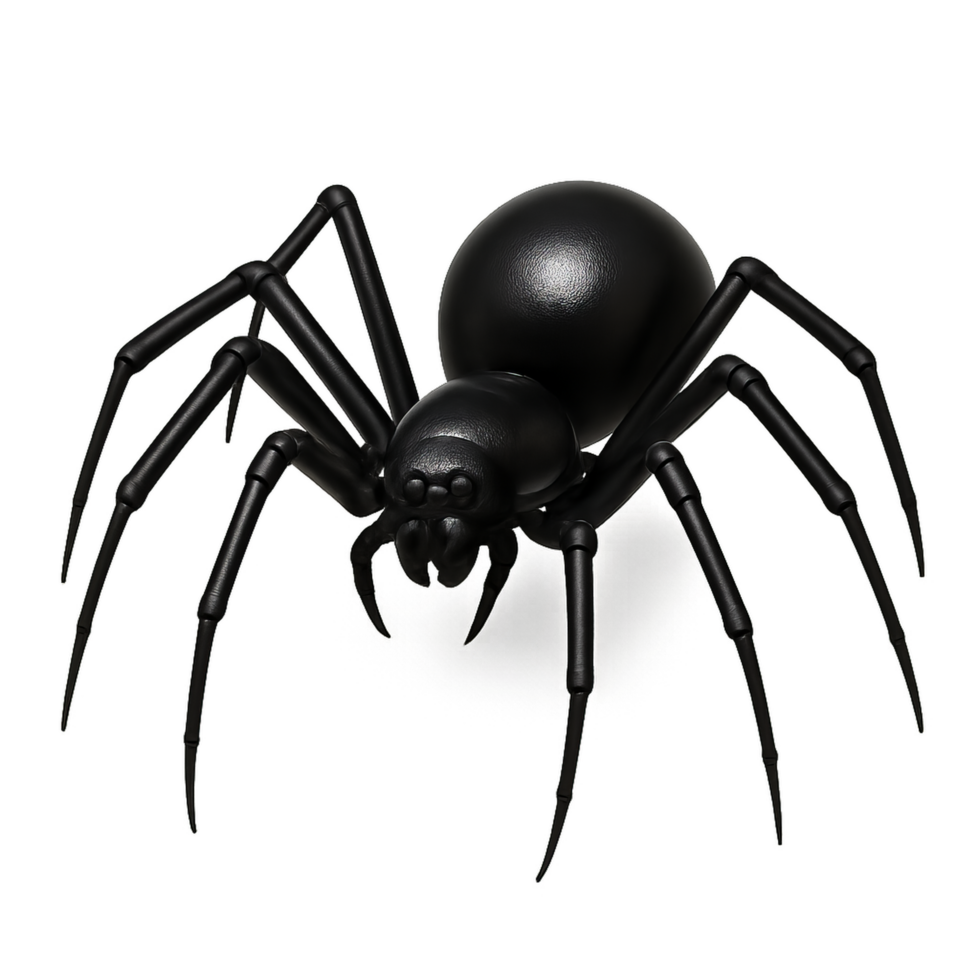 Black Spider in 3D Render with Creepy and Realistic Features png