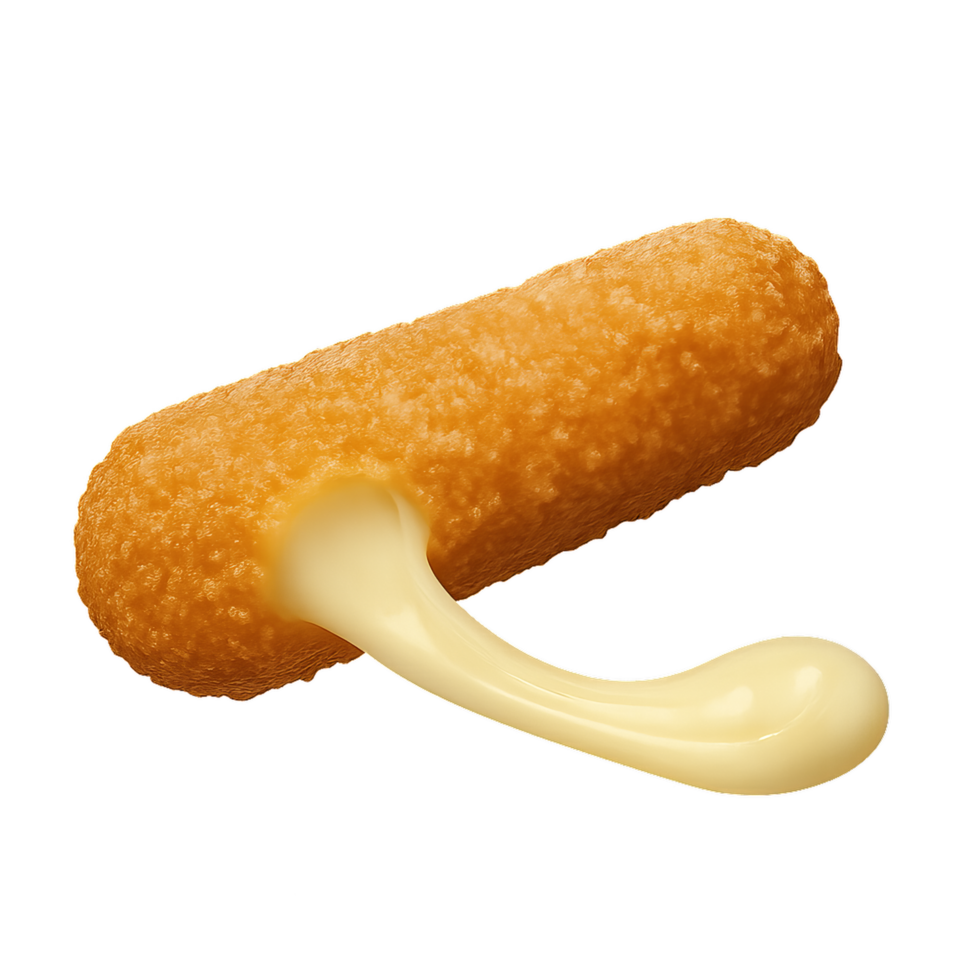 3D Melting Cheese Stick with Stretchy Cheese Pull Effect png