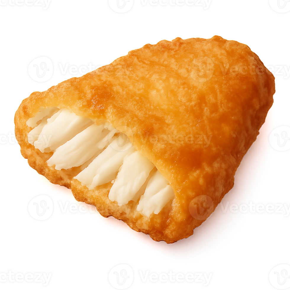 Simple 3D Fried Fish Piece on Transparent Background for Culinary Use png