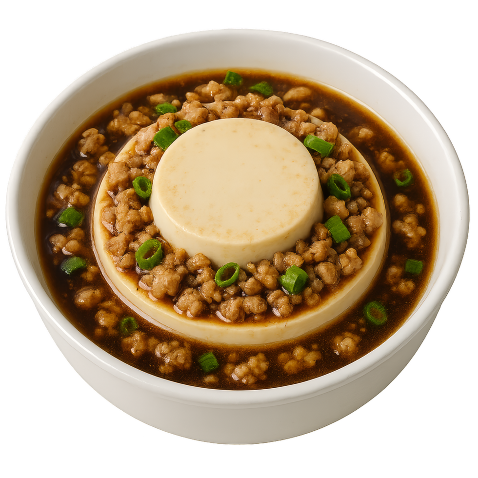 Tofu Dish with Minced Pork in Flavorful Sauce and Green Onions png