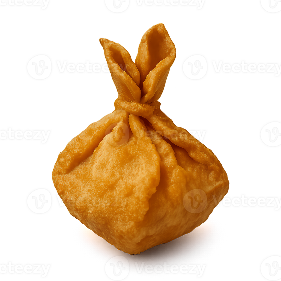 Golden Fried Wonton in 3D Render With Unique Wrapping Technique png