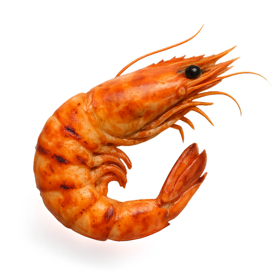 Realistic 3D Grilled Shrimp Ideal for Culinary Art and Food Themes png