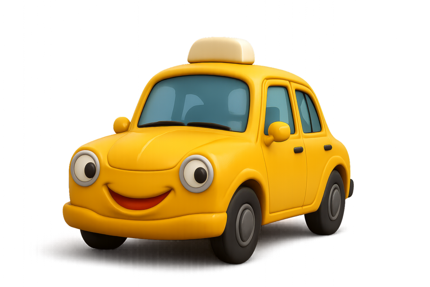 Happy Cartoon Taxi with a Friendly Smile on a Simple Background png