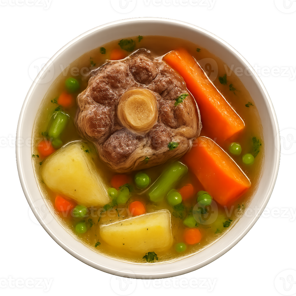 Oxtail Soup Delight with Vegetables in a Bowl png