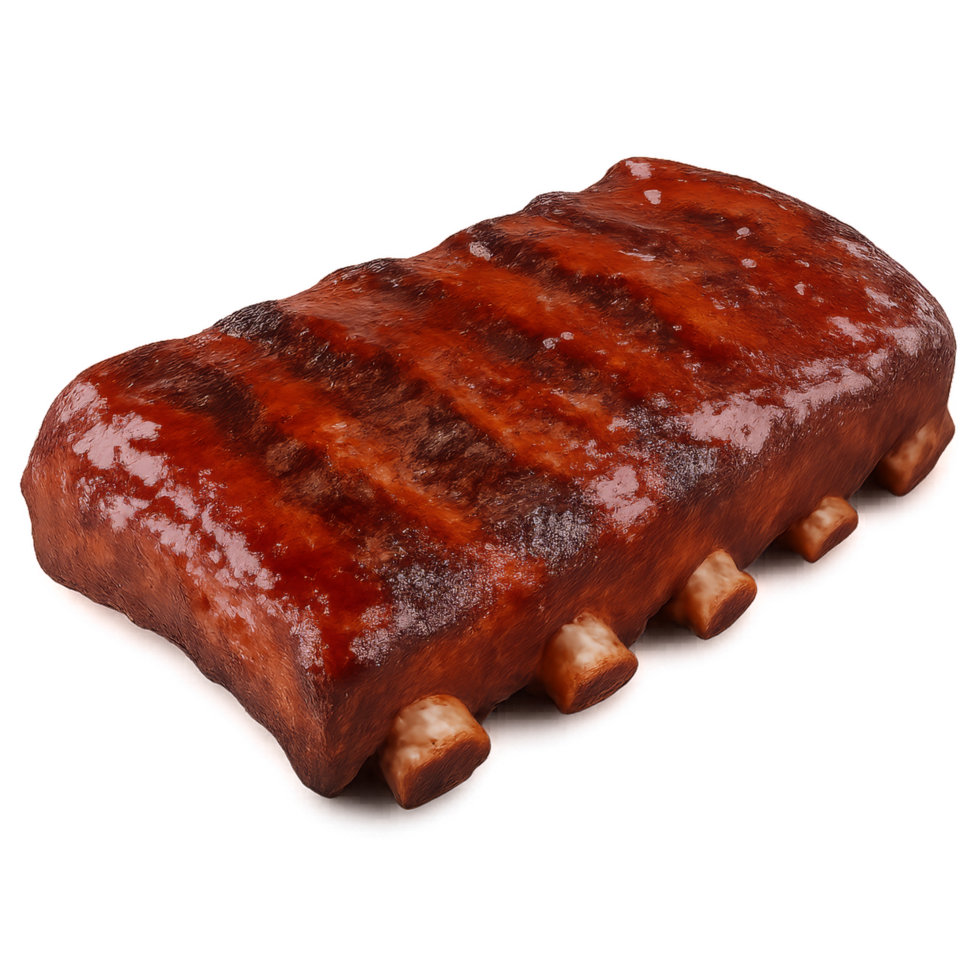 Realistic 3D Glazed Pork Rib Render for Culinary Visualization png