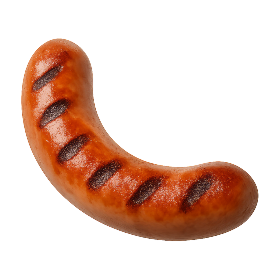 Realistic 3D Grilled Sausage for Culinary and Food Graphics png