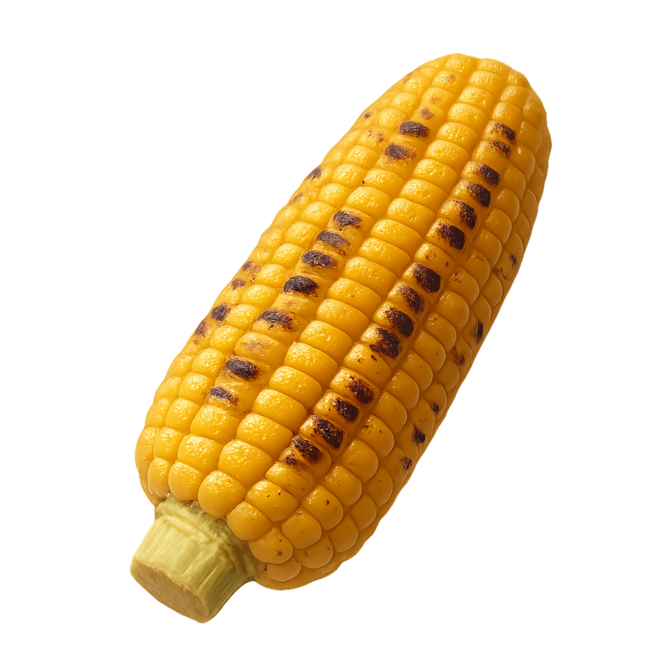 Realistic 3D Grilled Corn on Cob Close-up in Bright Lighting png