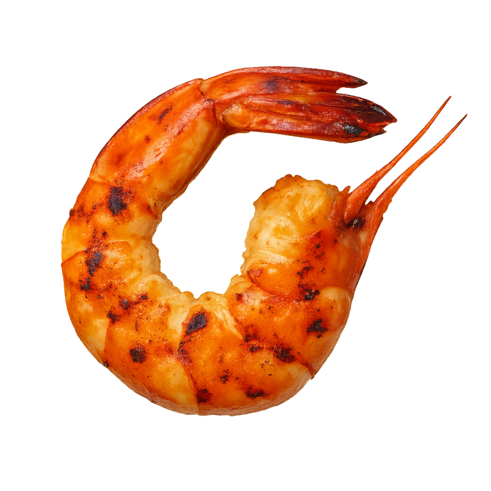 Grilled Shrimp in 3D Render with Realistic Texture and Detail png