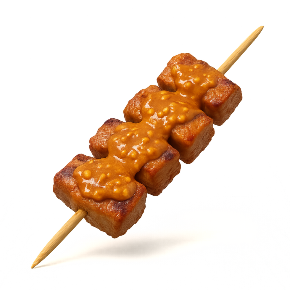 3D Render of Delicious Satay Skewered Meat with Peanut Sauce png