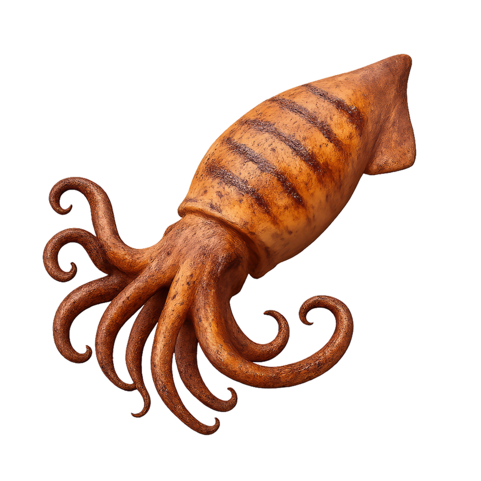 3D Grilled Squid Cuisine Concept with Realistic Texture and Detail png