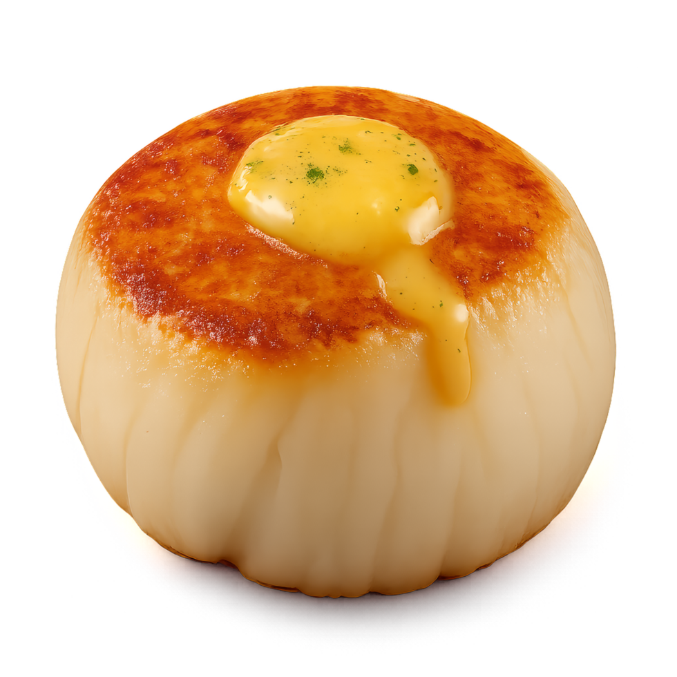 Grilled Scallop with Golden Sauce on a Plate in 3D Rendering png