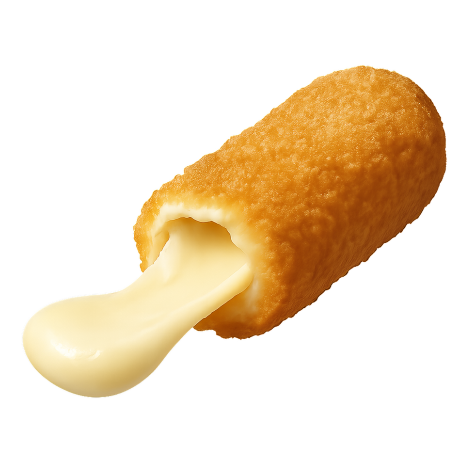 Simple 3D Render of Melting Cheese Stick on Isolated Background png